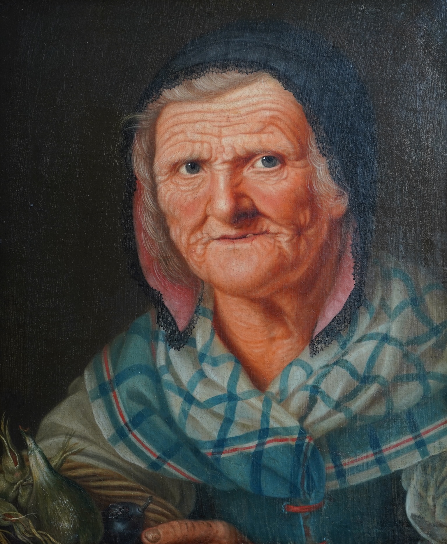 School of Pieter Snyers, Flemish 1681-1752, A portrait of an elderly woman wearing a bonnet